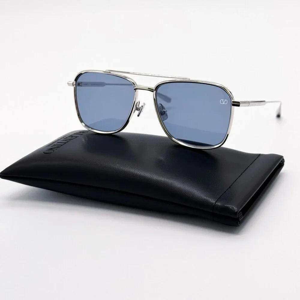 NEW VALENTINO SUNGLASSES VLS-168B LIMITED EDITION SILVER/BLUE UNISEX EYEWEAR